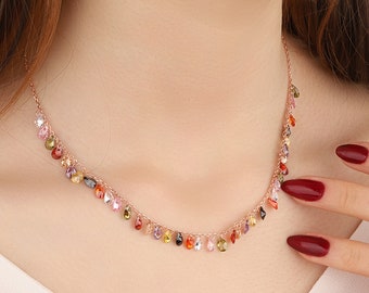 Multi Gem Necklace - Etsy