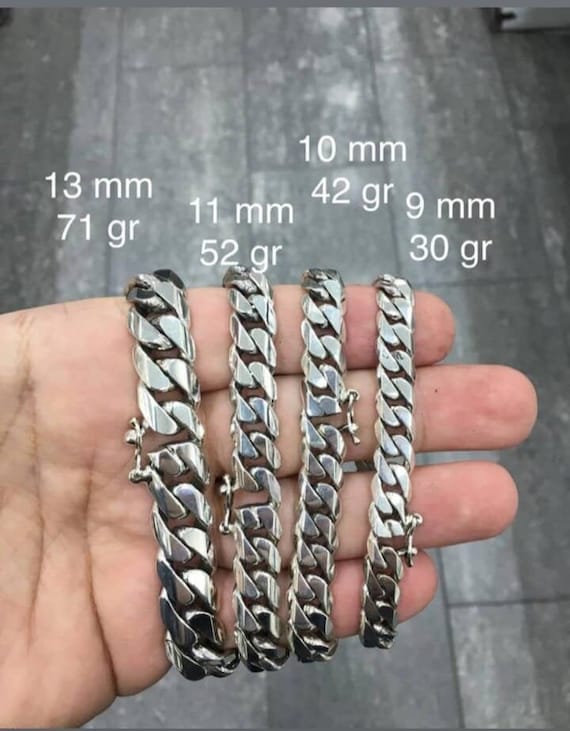 925スターリングシルバー キューバンリンクブレスレット - メンズ 