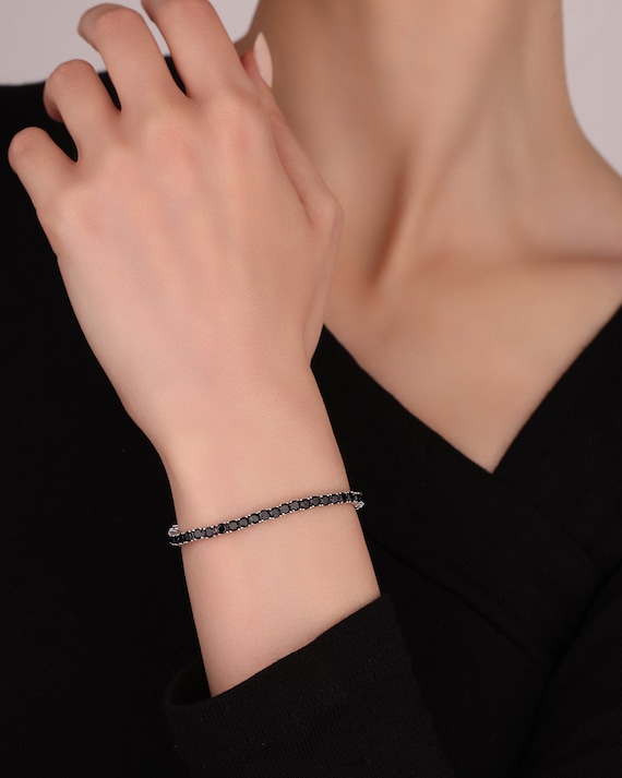 Black stone tennis bracelet deals