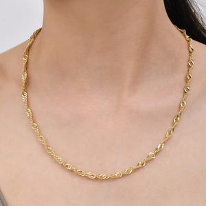 Singapore Chain - 14K Solid Gold Chain Necklace - Diameter 3.85 mm, Singapore Chain, Singapore Chain Gold, Twist Chain Necklace, Twist Gold