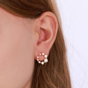 White Stone Studded Oval Silver Earrings, Minimalist Sterling Silver Earrings, Flat Silver Studs, Matte Silver Studs, Oval Stud Earrings
