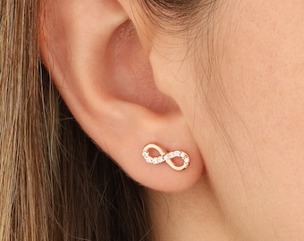 Dainty Sterling Silver Infinity Earrings: Minimalist Loop Studs