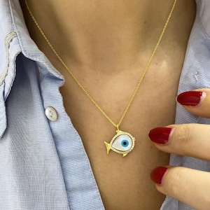 Silver Fish Pendant Necklace Featuring Opal Stone, Silver Fish Pendant, Sea Lover Necklace, Fish Lover Gift, Christmas Gift