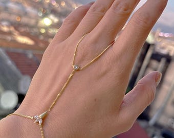 Pulsera de esclava de plata de ley 925 - Joyería de mano con cadena gourmet