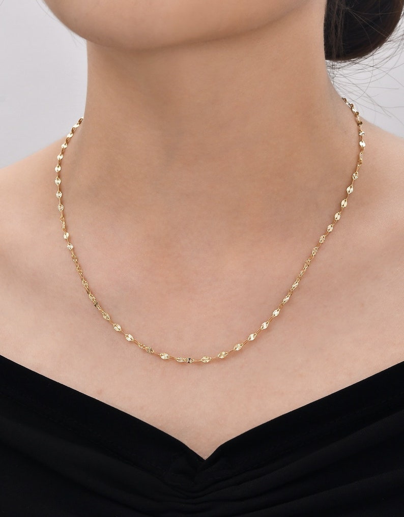 14k White Gold 1.45mm Design Long Forzentina Chain Necklace Spring Ring Closure 18 Inch