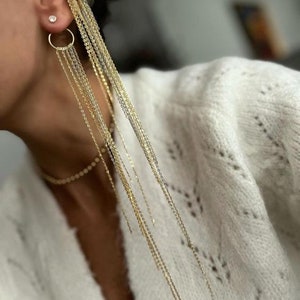 Pendientes de cadena larga con forma de araña y cartílago de plata 925, pendientes de cadena larga, pendientes de flecos, pendientes de novia