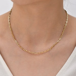 14K Solid Gold Paperclip Chain Necklace: 2.66mm Link, Layered