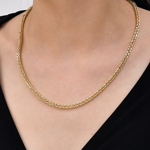 Spiga Braided Model Chain - 14K Solid Gold Chain Necklace - Thickness 3.70 mm, 14k Gold Chain, Solid Gold Necklace, Solid Gold Chain, 14Gold