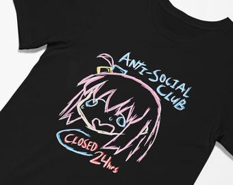 Camiseta de anime Bocchi de Anti Social Club, camiseta de algodón BTR