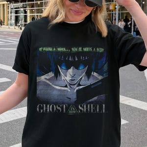 Ghost in the Shell, koszulka Motoko Kusanagi, wygodna koszulka w stylu vintage z anime