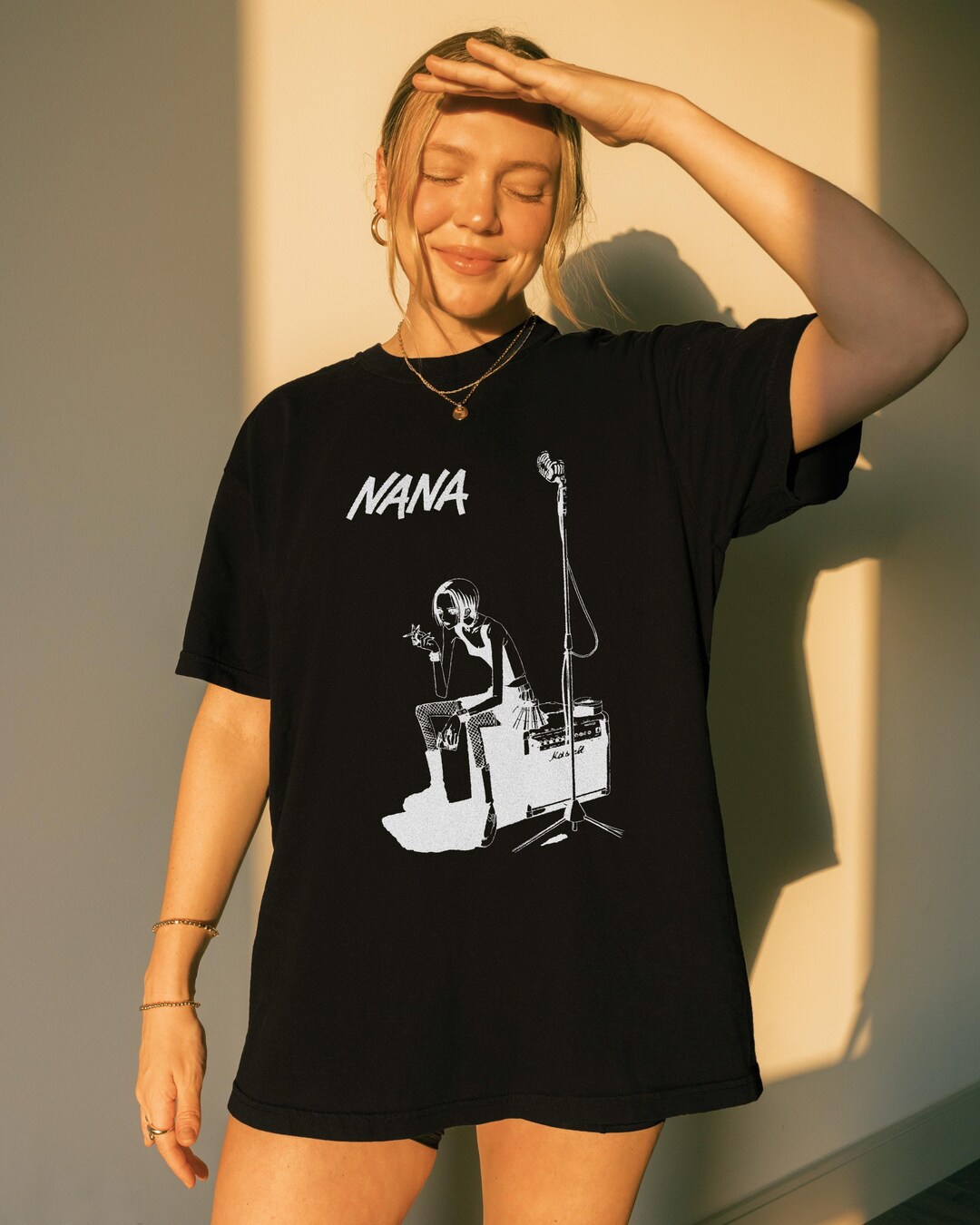 希少 00s NANA アニメ Tシャツ 矢沢あい 黒 XL ナナ アニメ Tシャツ 矢沢あい マンガ ユニセックス コットン Tシャツ
