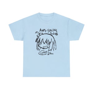 Camiseta de Bocchi the Rock, Anti-Social Club, camiseta de manga anime Light Blue