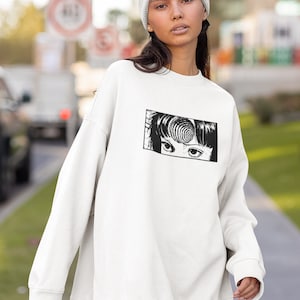 Spiral Horror Manga Sweatshirt Horror Manga Creepy Girl Sweatshirt Manga Lovers Unisex Sweatshirt