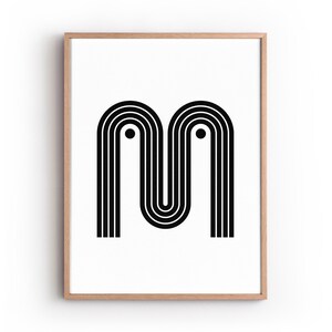 Nombre Regalo para él o ella, Letra M Arte imprimible, Estilo escandinavo Descarga digital Imprimir, Arte contemporáneo para la decoración del hogar y la oficina