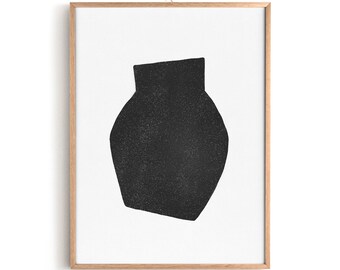 Black and White Abstract Pottery Art Print, Contemporary Printable Wall Art, Instant Download Home and Office Modern Decor, Minimalist Art