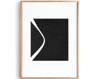 Zwart-wit abstracte hedendaagse afdrukbare kunst aan de muur, instant download print voor thuis en op kantoor, modern decor, afdrukken in verschillende formaten!