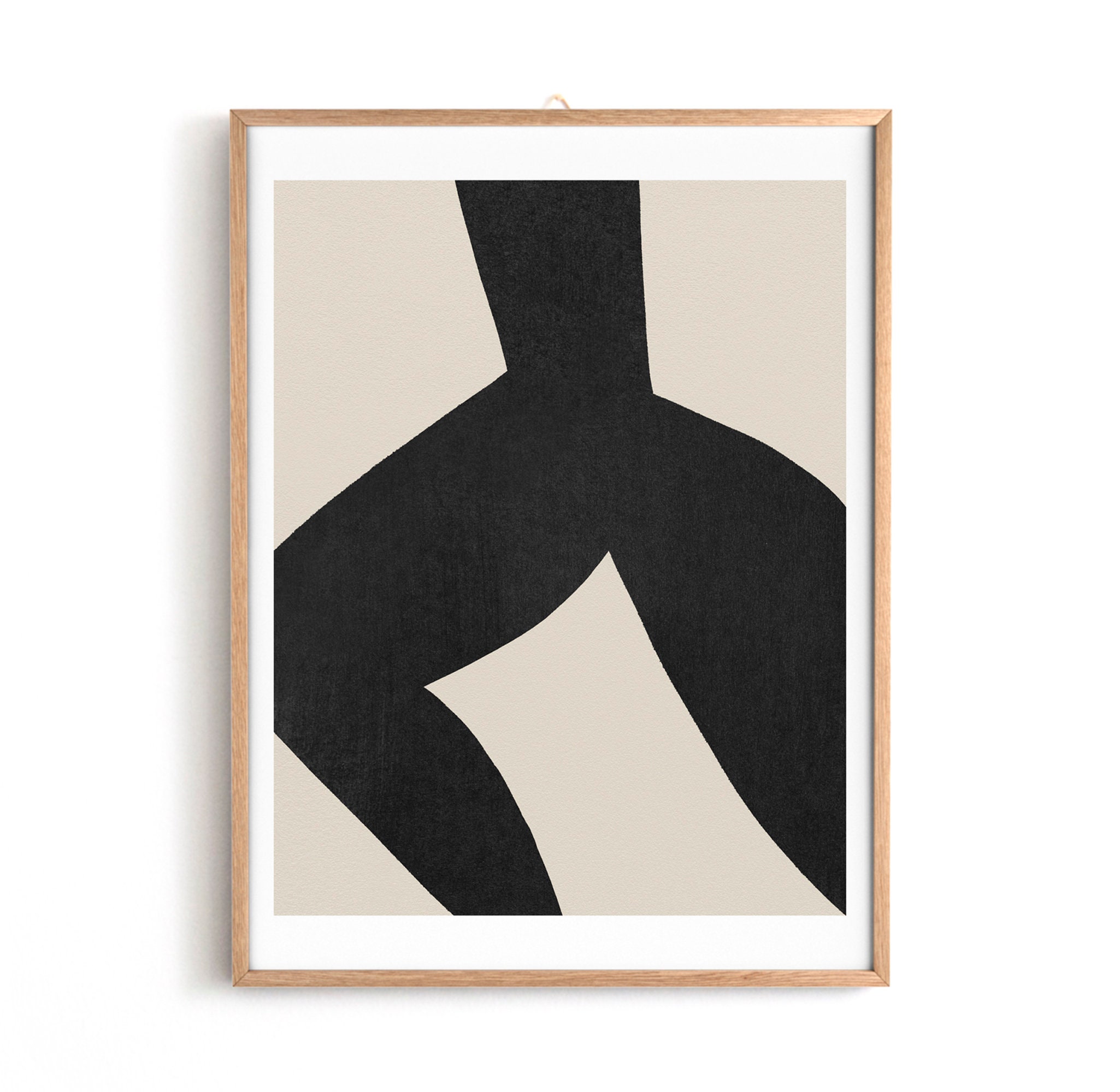 Printable, Abstract Male Nude in Black - Beige Colors, Mid Century Style Contemporary Printable Artwork, Download and Print in Various Sizes