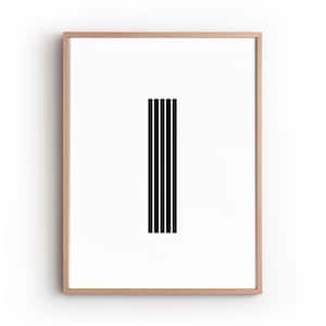 Arte imprimible con la letra I, regalo con nombre para él o ella, impresión minimalista, descarga digital, póster de estilo contemporáneo para decoración del hogar y la oficina.