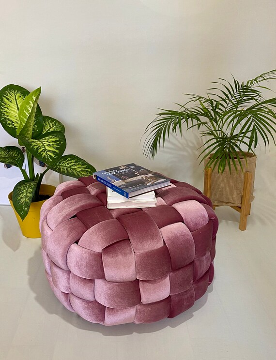 pink velvet floor cushion