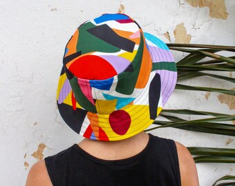 Etsy Design Awards Finalist - Bob reversible unique design, handmade. Unisex hat. Handmade colorful reversible bucket hat. Summer hat