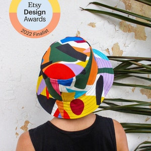 Handmade colorful reversible bucket hat - Handmade reversible bob - Unique abstract, colorful design - Mixed summer hat - Original pattern