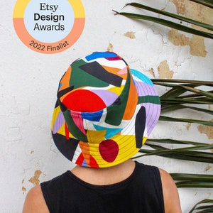 Etsy Design Awards Finalist Uniquely designed, handmade reversible bucket hat. Unisex hat. Handmade colorful reversible bucket hat. Summer hat image 1