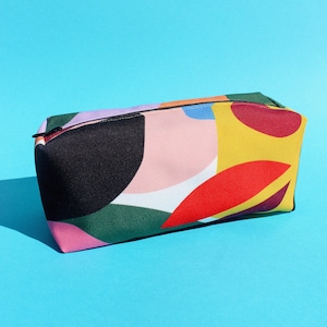 Trousse zippée - Faite main - Motif exclusif - Trousse de bureau, maquillage - Pencil case, makeup bag -  Zippered box pouch - Cadeau utile