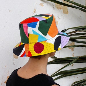 Etsy Design Awards Finalist Uniquely designed, handmade reversible bucket hat. Unisex hat. Handmade colorful reversible bucket hat. Summer hat image 2