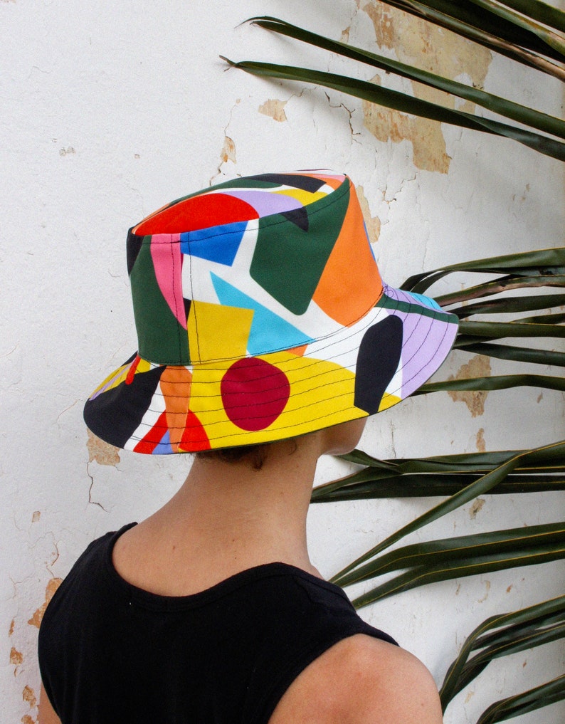 Etsy Design Awards Finalist Uniquely designed, handmade reversible bucket hat. Unisex hat. Handmade colorful reversible bucket hat. Summer hat image 2