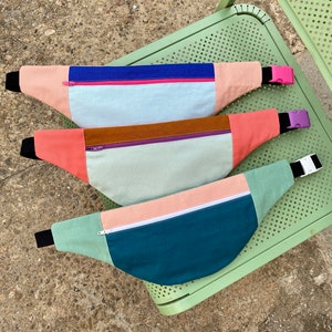 Handmade fanny pack Handmade fanny pack, bumbag Handy shoulder bag Mixed, unisex Colorful, Colorblock Thick canvas image 4