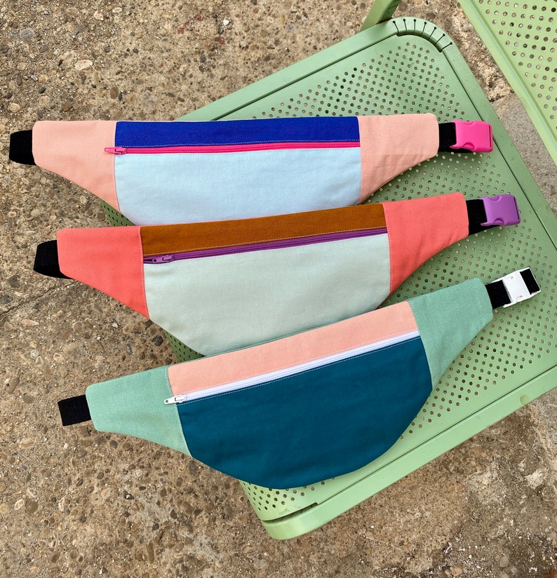 Handmade fanny pack Handmade fanny pack, bumbag Handy shoulder bag Mixed, unisex Colorful, Colorblock Thick canvas image 4