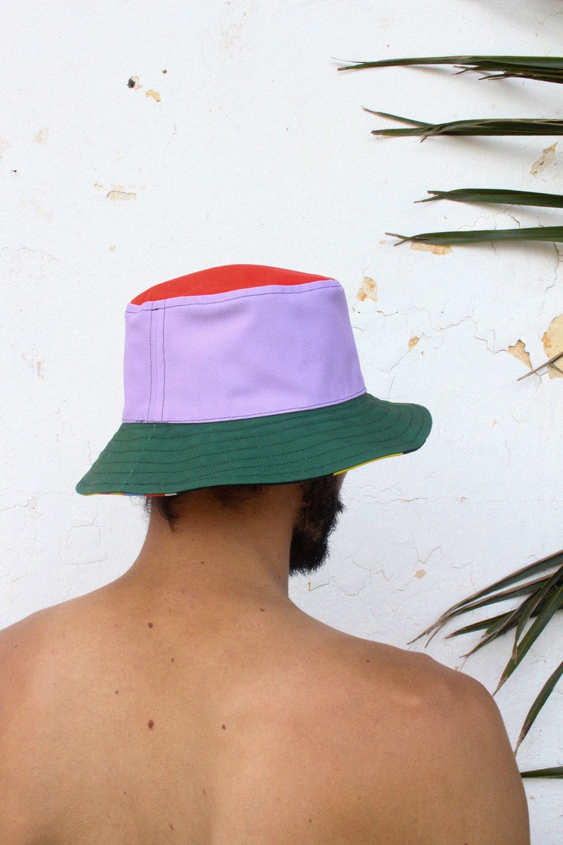 Etsy Design Awards Finalist Uniquely designed, handmade reversible bucket hat. Unisex hat. Handmade colorful reversible bucket hat. Summer hat image 3