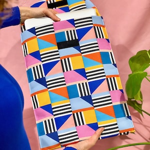 Laptop or tablet sleeve, case - 11 to 17 inches - Quilted - Unique geometric pattern - Custom-made - Matching sleeve - Gift