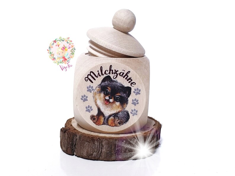 Milk tooth box Tooth box Zwergspitz Pomeranian Pom Kleinspitz Dog store milk teeth without name, tooth box, wooden box, small gift image 5