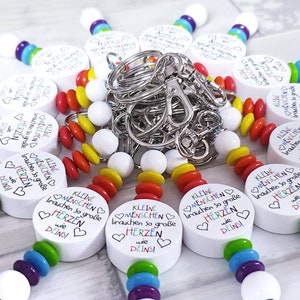 Keychain "Little people need hearts as big as yours" personalization choice of colors, popular gift idea for educators