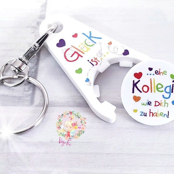 Shopping cart chip, shopping cart solver, a colleague, happiness is, popular gift idea, key ring, nice souvenir, Christmas