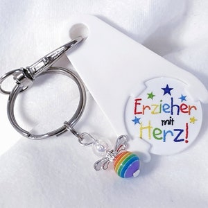 Einkaufswagenchip Einkaufswagenlöser Wagenlöser Chip Engel Erzieher mit Herz - Geschenkidee Abschied Erzieher/-in