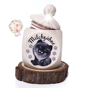 Milk tooth box Tooth box Zwergspitz Pomeranian Pom Kleinspitz Dog store milk teeth without name, tooth box, wooden box, small gift image 4