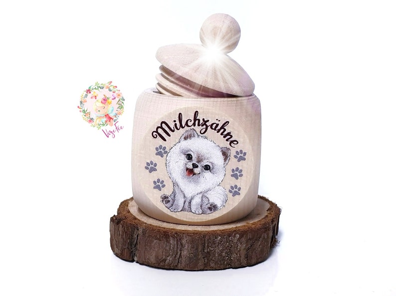 Milk tooth box Tooth box Zwergspitz Pomeranian Pom Kleinspitz Dog store milk teeth without name, tooth box, wooden box, small gift image 2