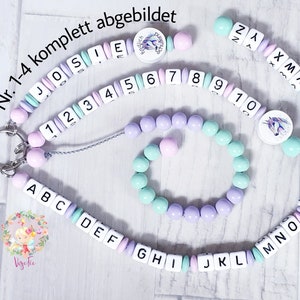 ABC-Kette Rechenkette Schlüsselanhänger Einhorn beliebte Geschenkidee zur Einschulung, Schultüte, Schulkind, Schulstart, 1. Klasse Mädchen