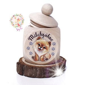 Milk tooth box Tooth box Zwergspitz Pomeranian Pom Kleinspitz Dog store milk teeth without name, tooth box, wooden box, small gift image 3