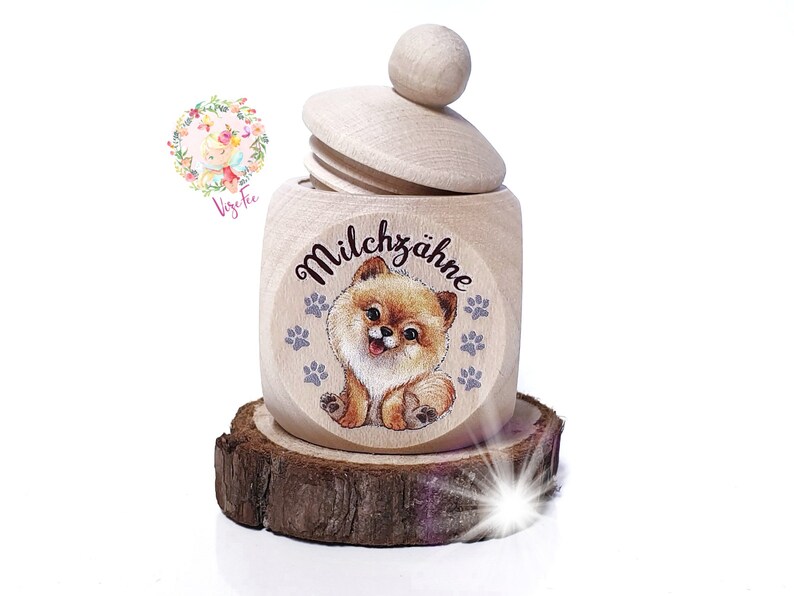 Milk tooth box Tooth box Zwergspitz Pomeranian Pom Kleinspitz Dog store milk teeth without name, tooth box, wooden box, small gift image 3