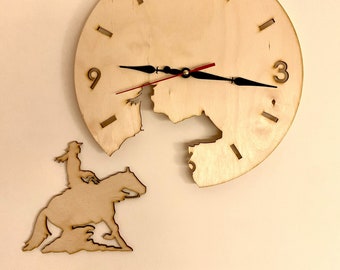 Wooden watch with reining horse