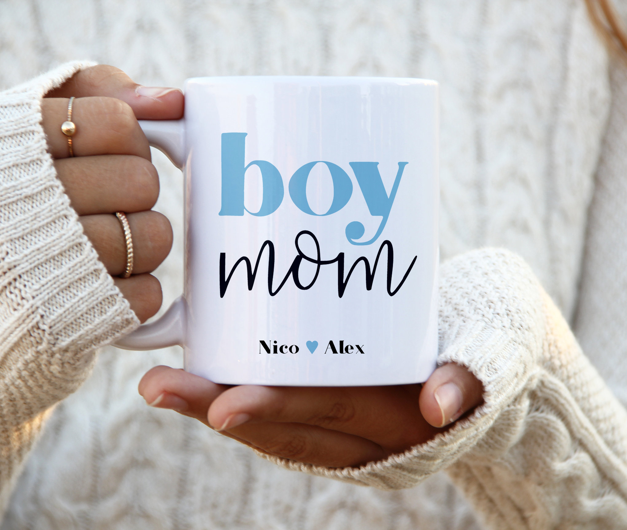 Mom of Boys Mug, Boy, Mom, Personalized Gift, Mugs Personalized, Baby Blue,  Gifts for Women, Baby Boy Mug, Mother's Day Gift 