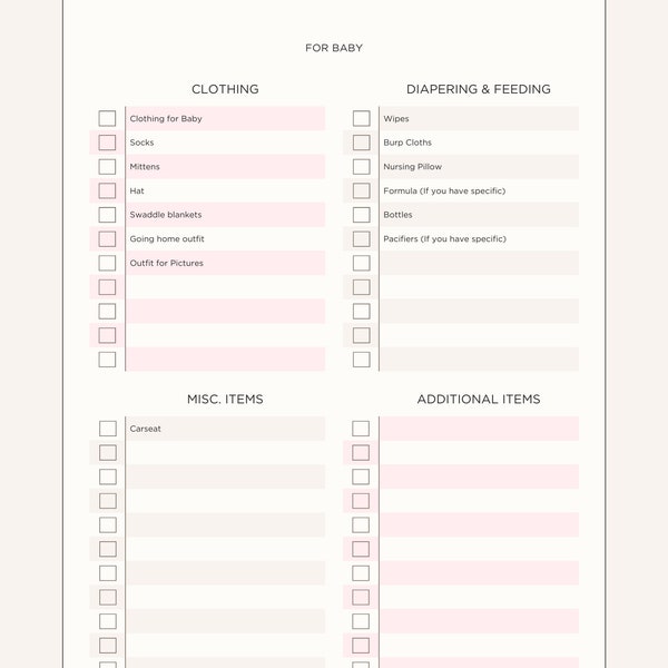 Labor and Delivery Hospital Bag Checklist