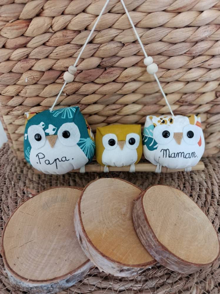 Famille de 3 Hiboux Personnalisable
