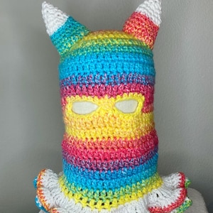 Carnival Cuddlefish - horned balaclava - OOAK wearable art