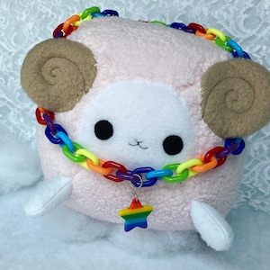 Dark Rainbow Chunky Chain Necklace with Star Charm - for Decora/ Fairy Kei/ Kawaii Fashion/ ClownCore/ Kidcore/ Aesthetic