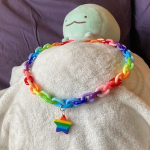 Ultra Rainbow Chunky Chain Necklace - for Decora/ Fairy Kei/ Kawaii Fashion/ ClownCore/ Kidcore/ Aesthetic
