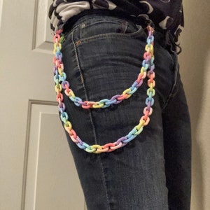 Chunky Pastel Belt Chain - for Decora/ Fairy Kei/ Pride/ Kandi/ Candycore/ Clowncore/ Punk/ Aesthetic